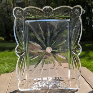 Block Crystal Tulip Garden Picture Frame Hand Cut & Polished Mouth Blown